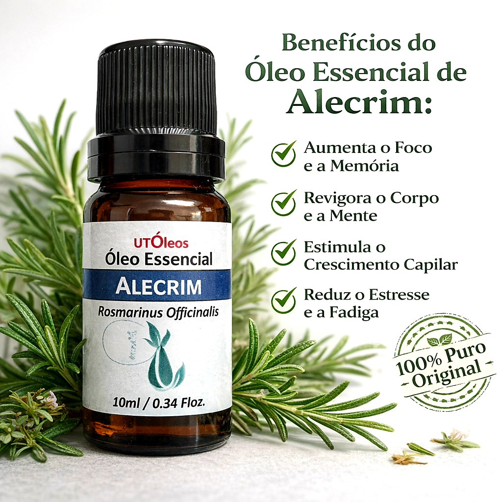 Oleo Essencial de ALECRIM 100% Puro e Natural Frasco 10ml em Oferta na Shopee