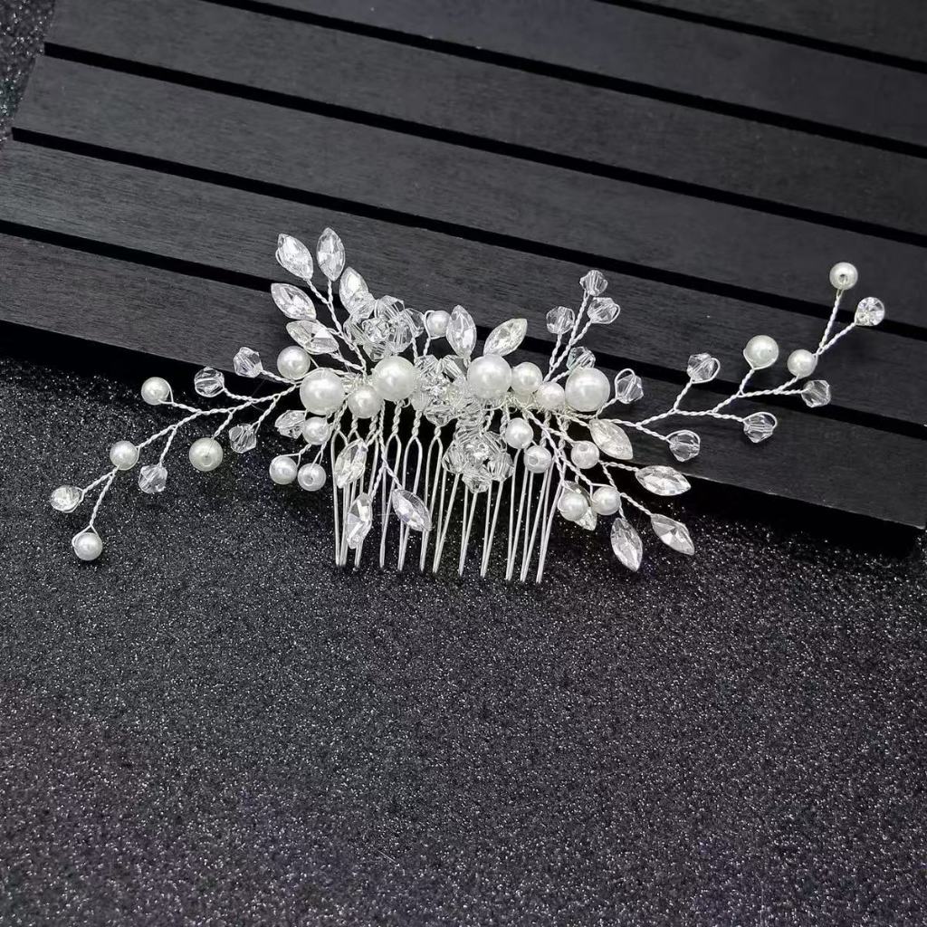 Moda Pente Arranjo Pérola Grampos Tiaras De Noiva/ Pente De Cabelo/Meninas Enfeites Jóias Peça De Cabeça