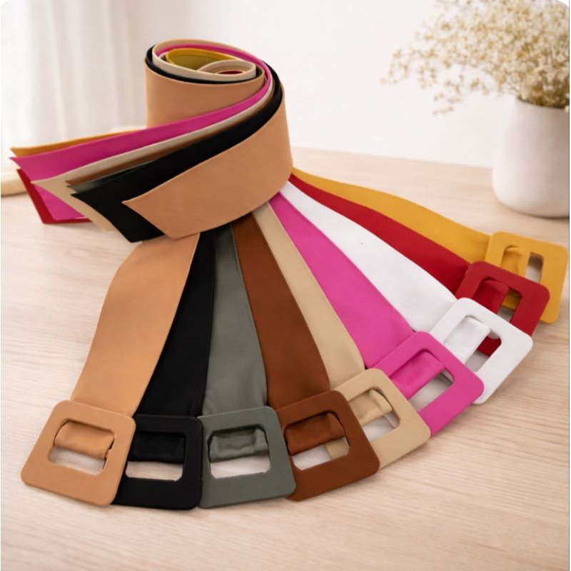 cintos faixa feminino fivela quadrada encapada em Oferta na Shopee