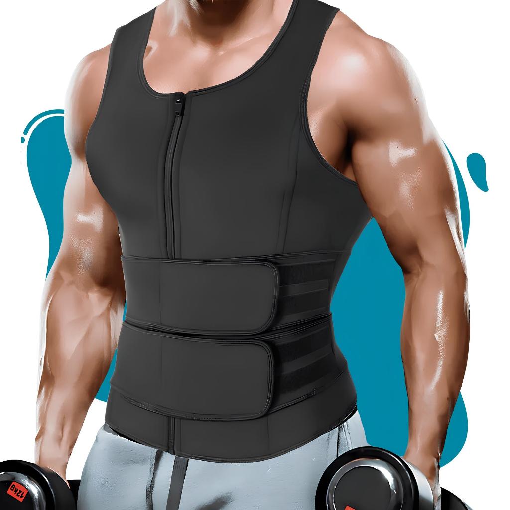 Cinta Abdominal Masculina Modeladora Regata Alta Compressão Térmica Camiseta Sauna