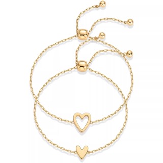 Kit 2 Pulseiras Ouro 18K Coração Conjunto-Presente De Joia Ajustável em Oferta na Shopee