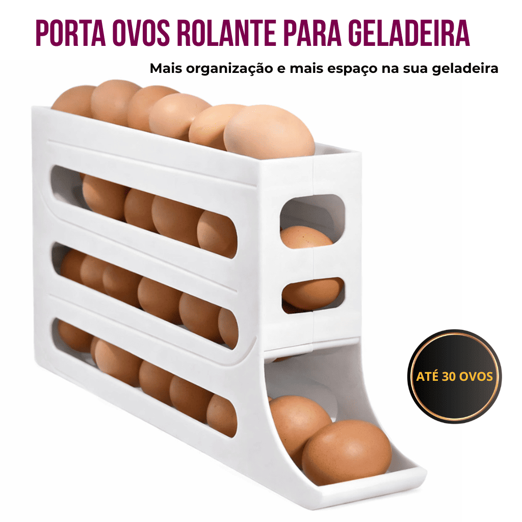 Porta Ovos Organizador Rolante 4 Andares para Geladeira Dispenser Plástico 30 Ovos
