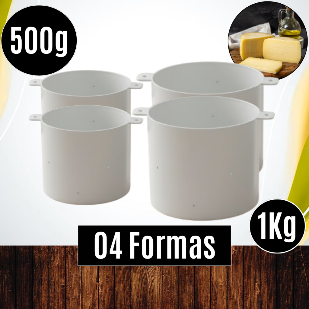 Pct c/ 04 Unds Formas (02 Formas 500g + 02 formas 1kg) de Queijos Minas Frescal Ricotas - OPUSPLAST em Oferta na Shopee