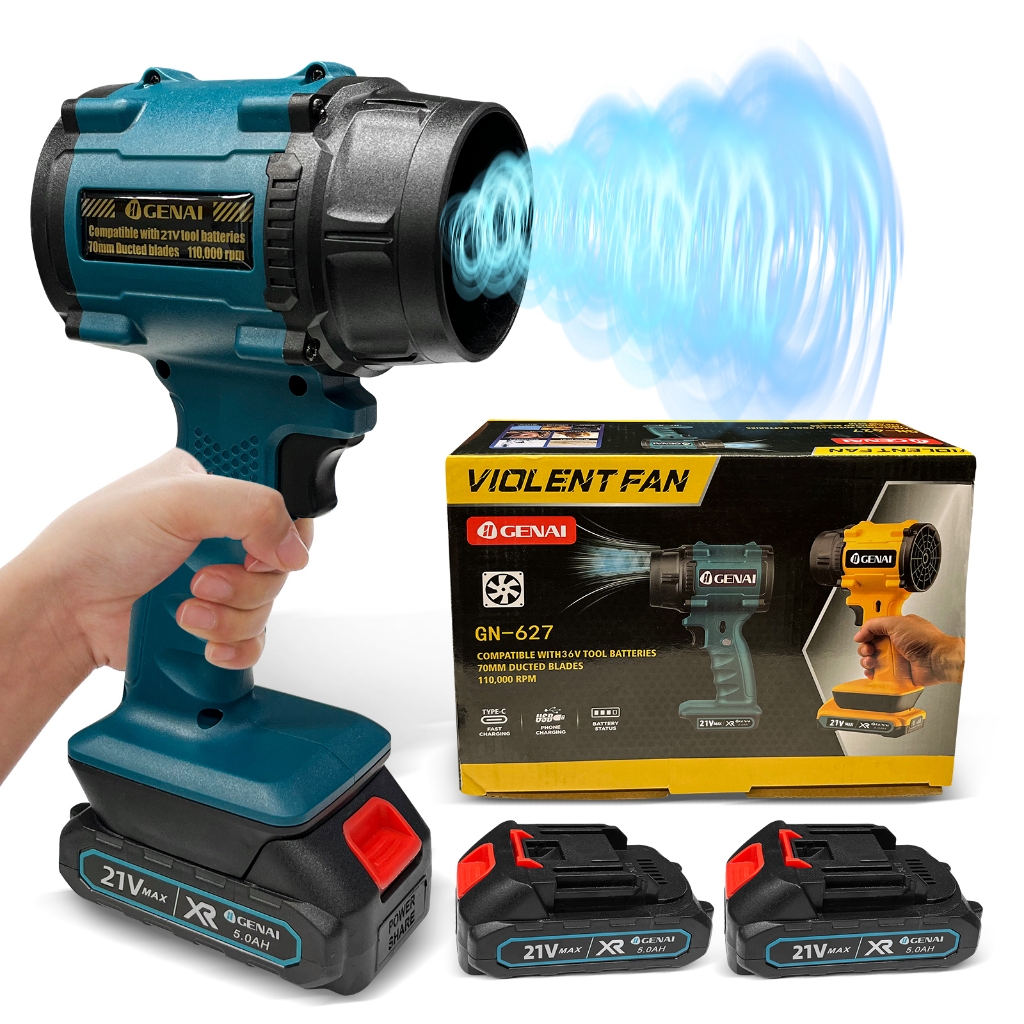 1000W Soprador Turbo portátil Recarregável 2 Baterias Bivolt Forte 21v