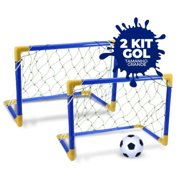 Kit Futebol Golzinho Mini Trave com Rede + Bola + Bomba de Encher Brinquedo para Menino