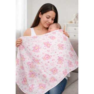 Kit 5 Fralda de Ombro estampada e Branca com bainha tecido duplo e macio fralda luxo grande de ombro em Oferta na Shopee