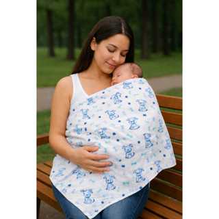 Kit 5 Fralda de Ombro Estampada e Branca Grande e Macia 70cm x 70cm 100% algodão em Oferta na Shopee