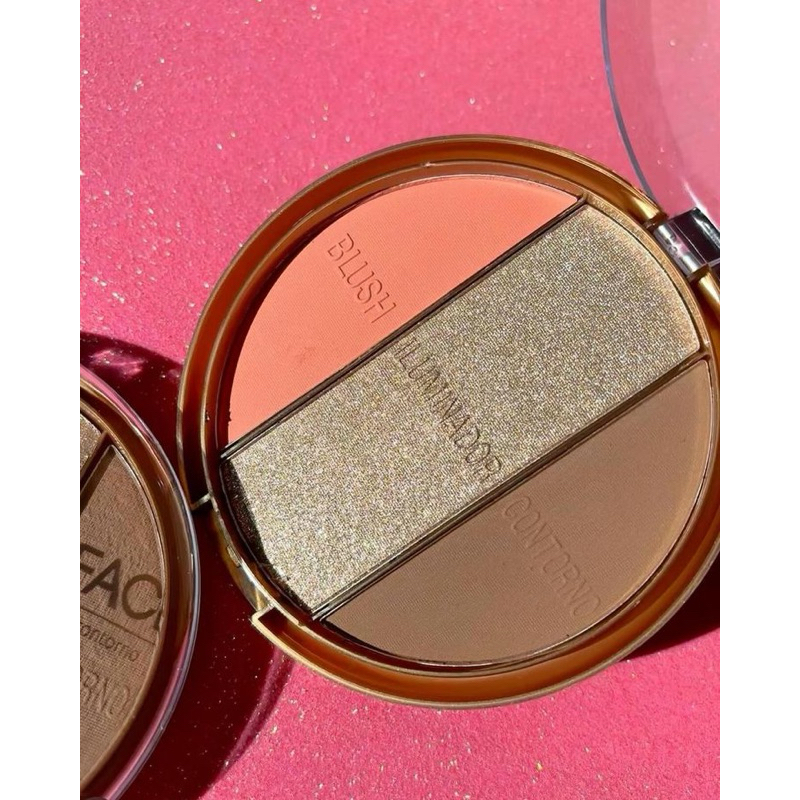 Iluminador Paleta Facial 3 em 1 – Blush, Iluminador & Contorno