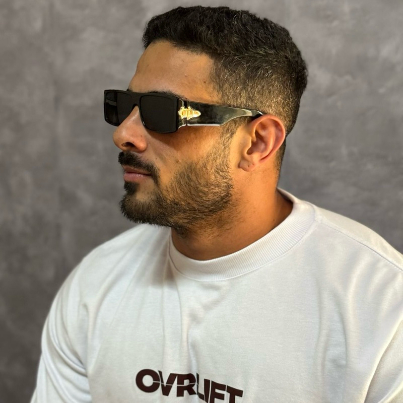 Óculos de Sol Masculino Retrô Quadrado Preto- Proteção UV400 em Oferta na Shopee