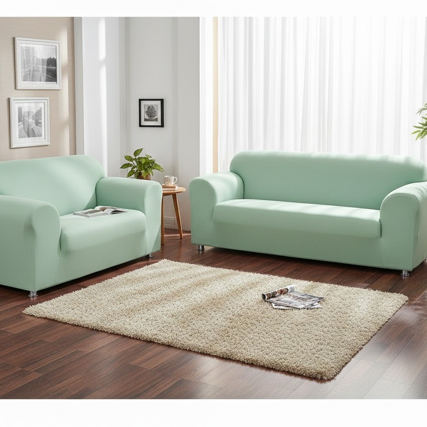 JOGO KIT CAPA DE SOFA COLADINHA 2 E 3 LUGARES PREMIUN MALHA GEL PARA SOFÁ COM ACABAMENTO EM ELÁSTICO