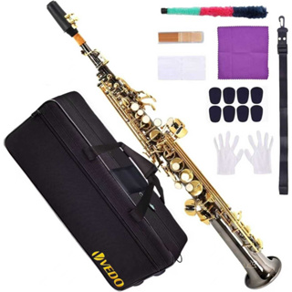 Instrumento saxofone B-soprano descendente VEDO com tubo reto, adequado para iniciantes e músicos de nível intermediário em Oferta na Shopee