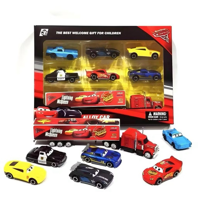 Kit 6 Carrinhos Cars Relâmpago McQueen Metal Diecast Miniatura Infantil Coleção