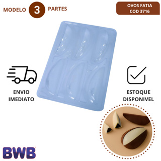 Forma BWB com Silicone (3 partes) Para Chocolate - Cód.3716 - OVO 6 FATIAS Páscoa ENVIO RÁPIDO em Oferta na Shopee