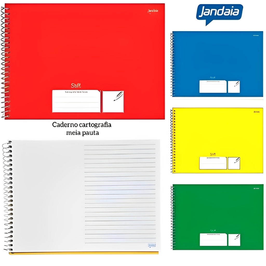 CADERNO MEIA PAUTA 80 FOLHAS (Várias Cores) ll em Oferta na Shopee