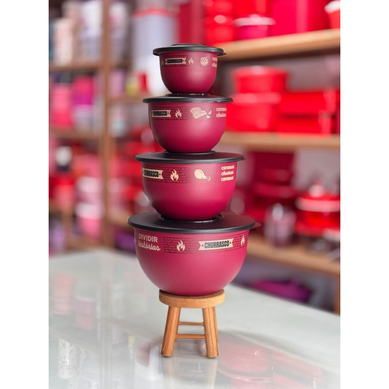 kit Tigela Murano Sabor Na Brasa Churrasco 4 Peças - Tupperware Original