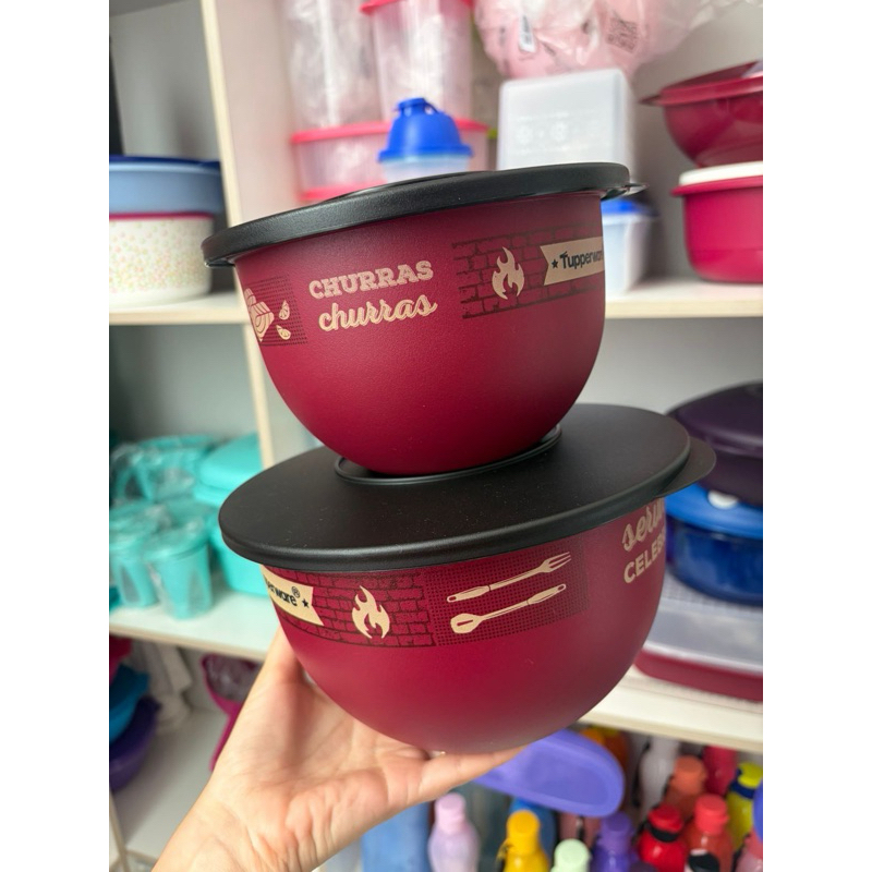 kit Tigela Murano Sabor Na Brasa Churrasco 2 Peças 1,3L e 2,5L - Tupperware Original