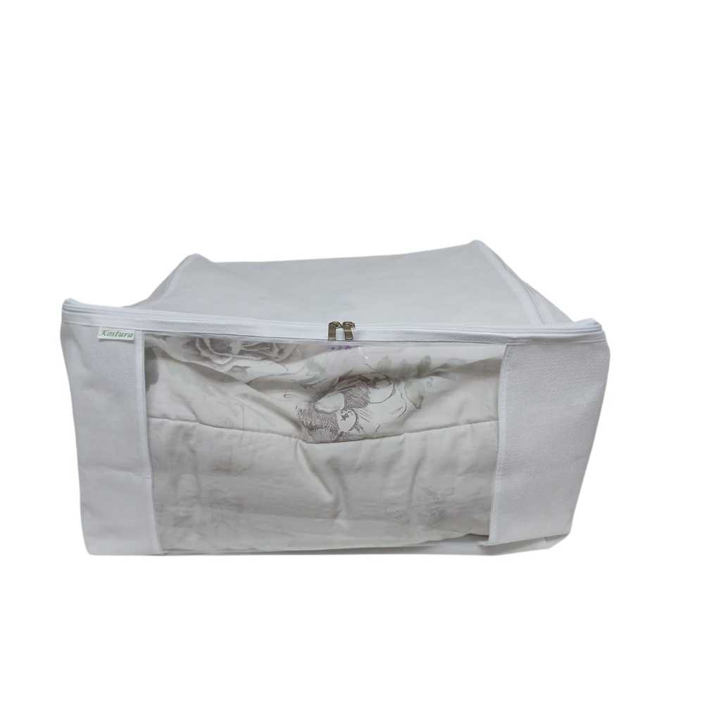 Organizador Protetor Edredon Tnt Com Visor Transparente Branco 50x50x28cm