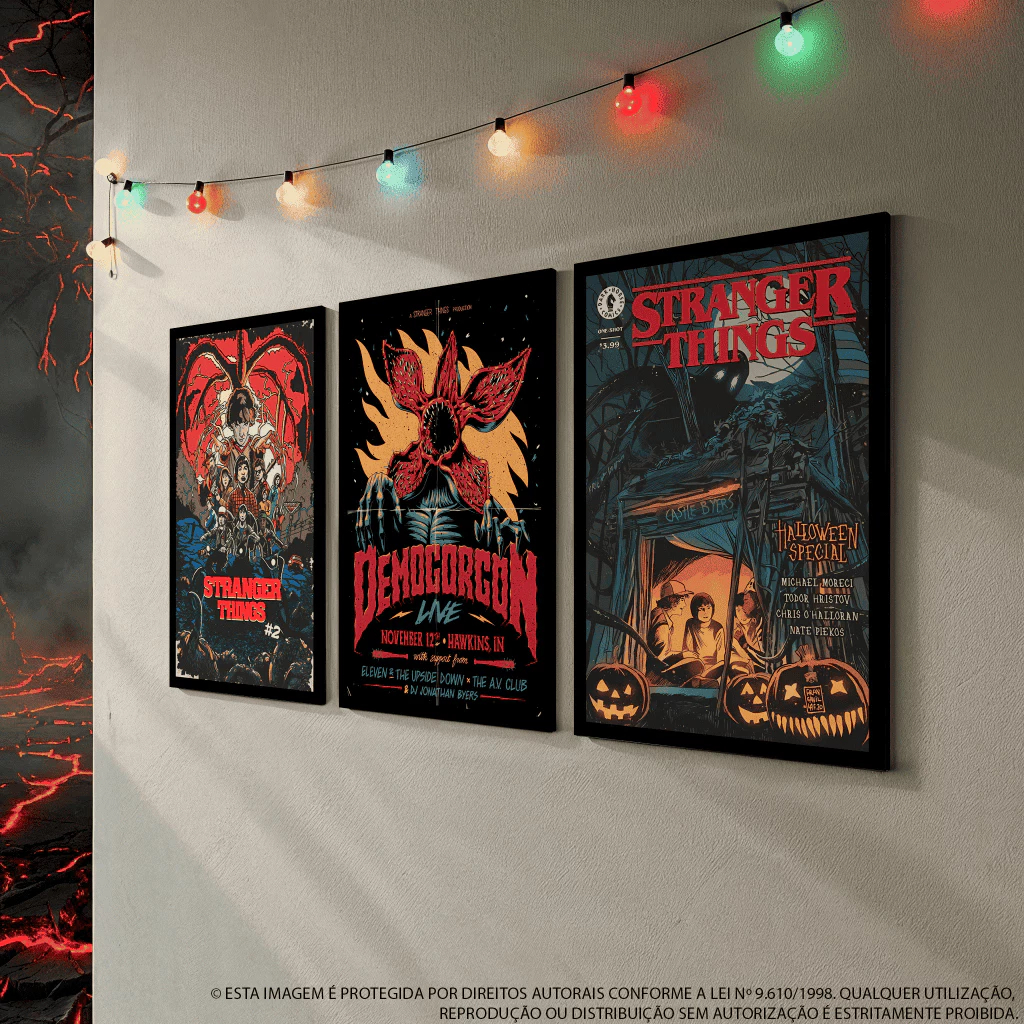Kit 3 Quadros Decorativo Serie Stranger Things em MDF em Oferta na Shopee