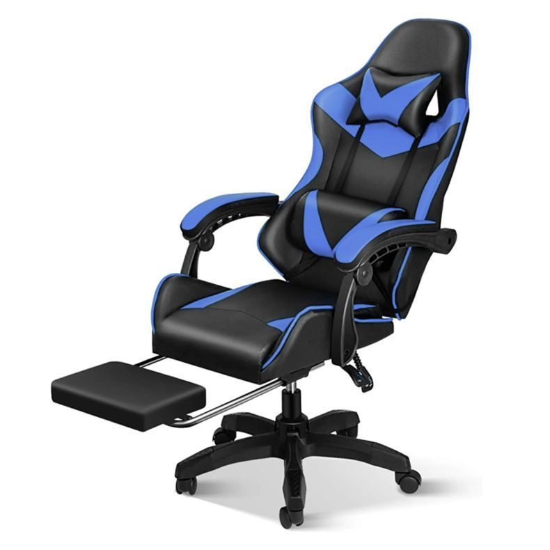 Cadeira Pc Gamer Giratória Ergonimica em Couro com Descanso para Os Pés Conforto