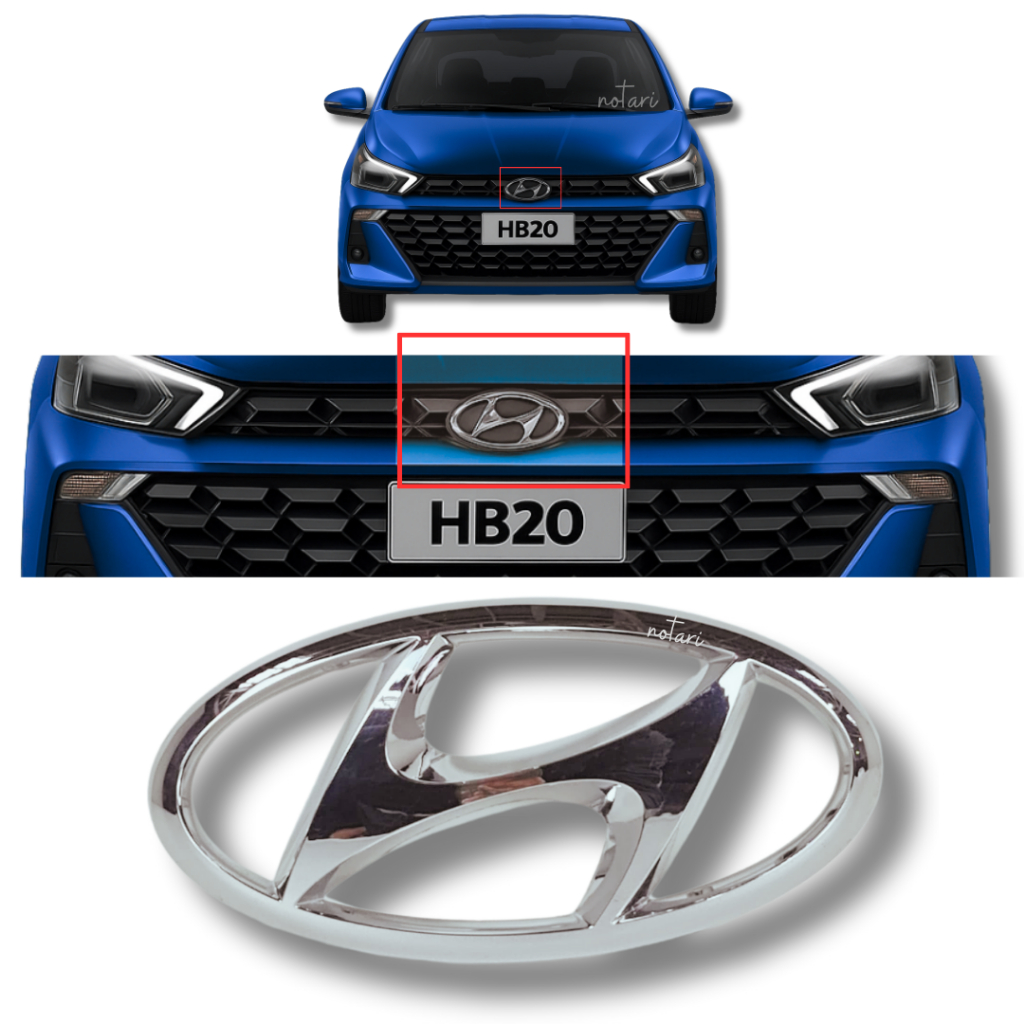 Emblema da grade radiador hyundai hb20 2023 2024 grade superior cromado