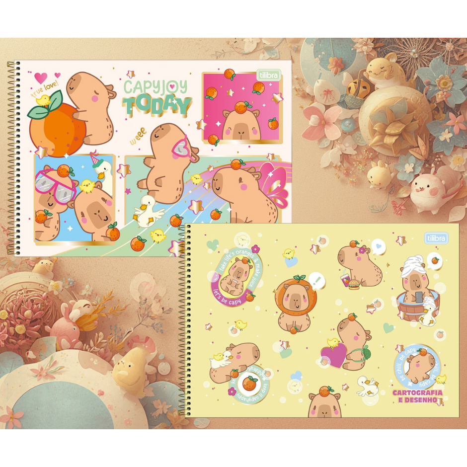 Caderno de Desenho e Cartografia Capivara Capa Dura Capy Club 80 Folhas - Com arame - Jandaia em Oferta na Shopee