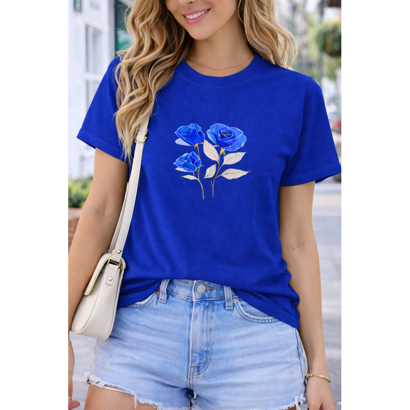 CAMISETA T-SHIRT FEMININA 100% ALGODÃO TENDENCIA MODA FEMININA FLOR em Oferta na Shopee