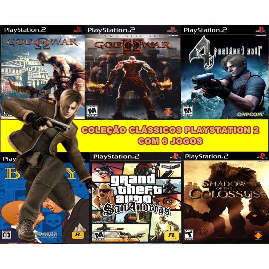 Coleção Clássicos God of War GTA Bully Resident Evil 4 - Playstation 2