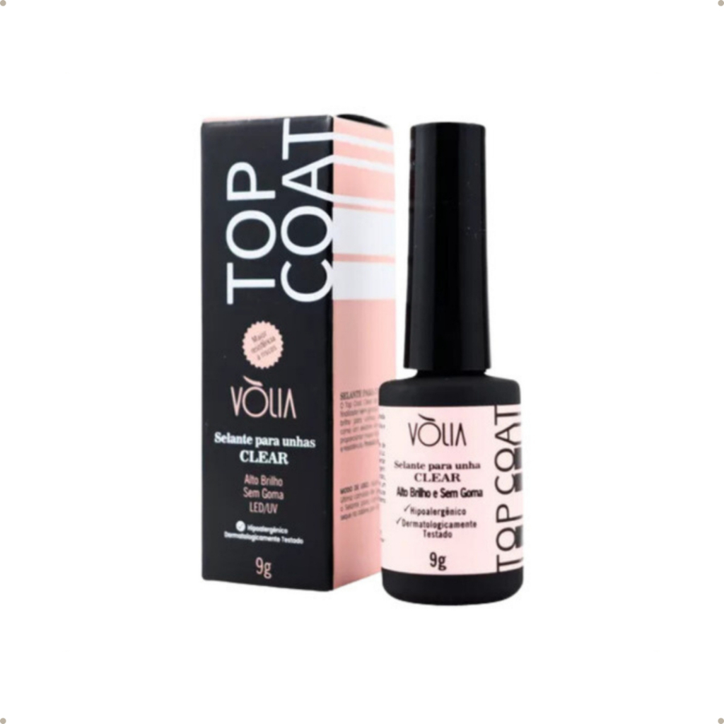 VÒLIA - Top Coat Selante Clear ( Efeito Brilhante ) - Finalizador de Alongamento de Unhas Nails - 9g