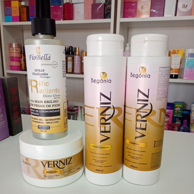 Shampoo Condicionador Máscara e leave-in Verniz Begonia