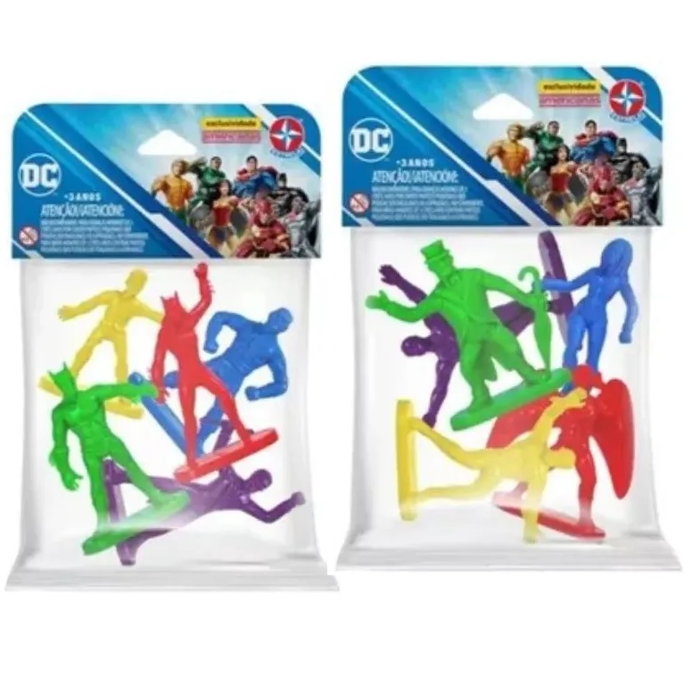 Packs com 5 Figuras DC - Pack 1 Superman - Pack 2 - Batman - Cores variam