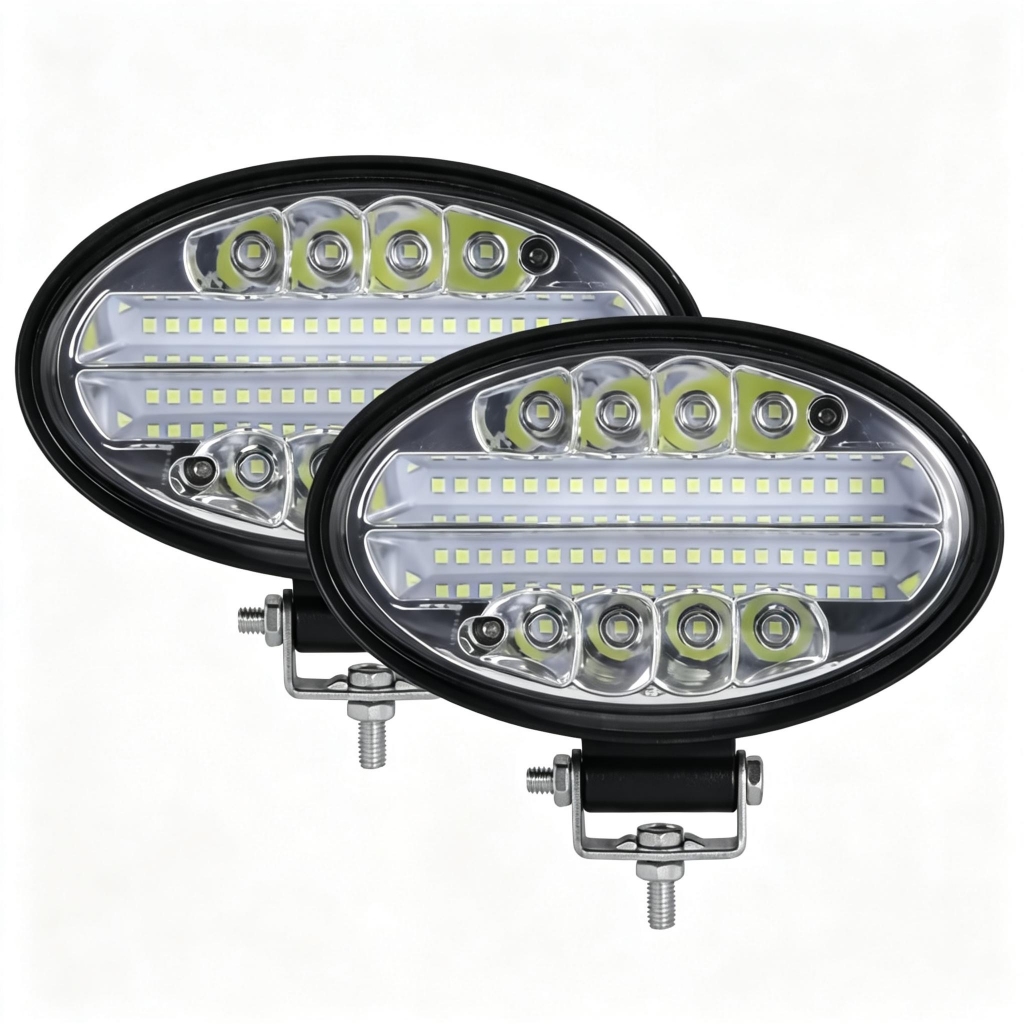 KIT2 Farol Led OVAL 144w Bivolt FORTE COLHEITADEIRA AGRO Caminhão Trator Jeep Off Road Potente 12v 24v em Oferta na Shopee