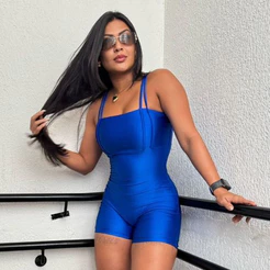 Macaquinho Fitness Feminino Modelador Compressão Macacão Curto Academia Cintura Alta Alça Dupla