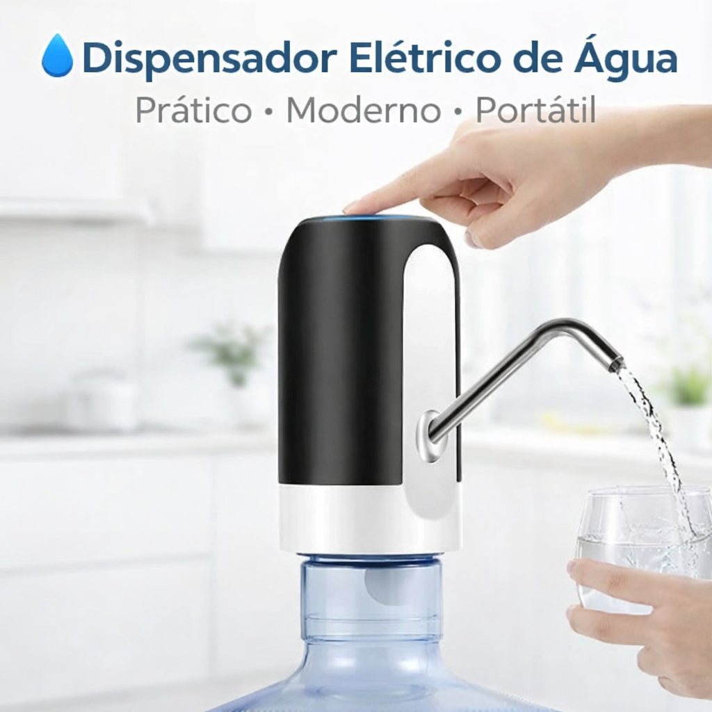 Bomba Elétrica Automática para Galão  de Água Bebedouro s  Até 20 Litros Recarregável via USB