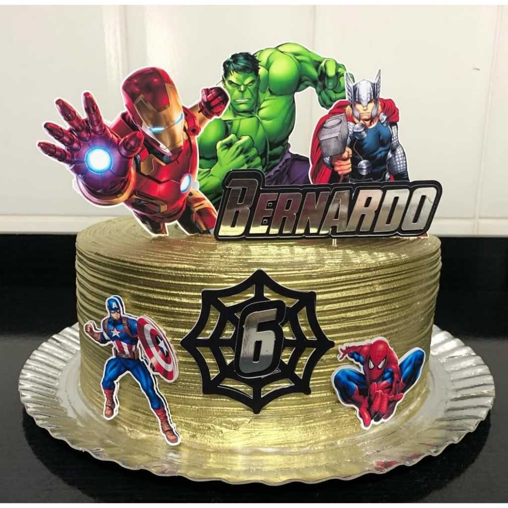 TOPO DE BOLO VINGADORES - ANIVERSÁRIO/DECORAÇÃO/PERSONALIZADO - CAMADAS