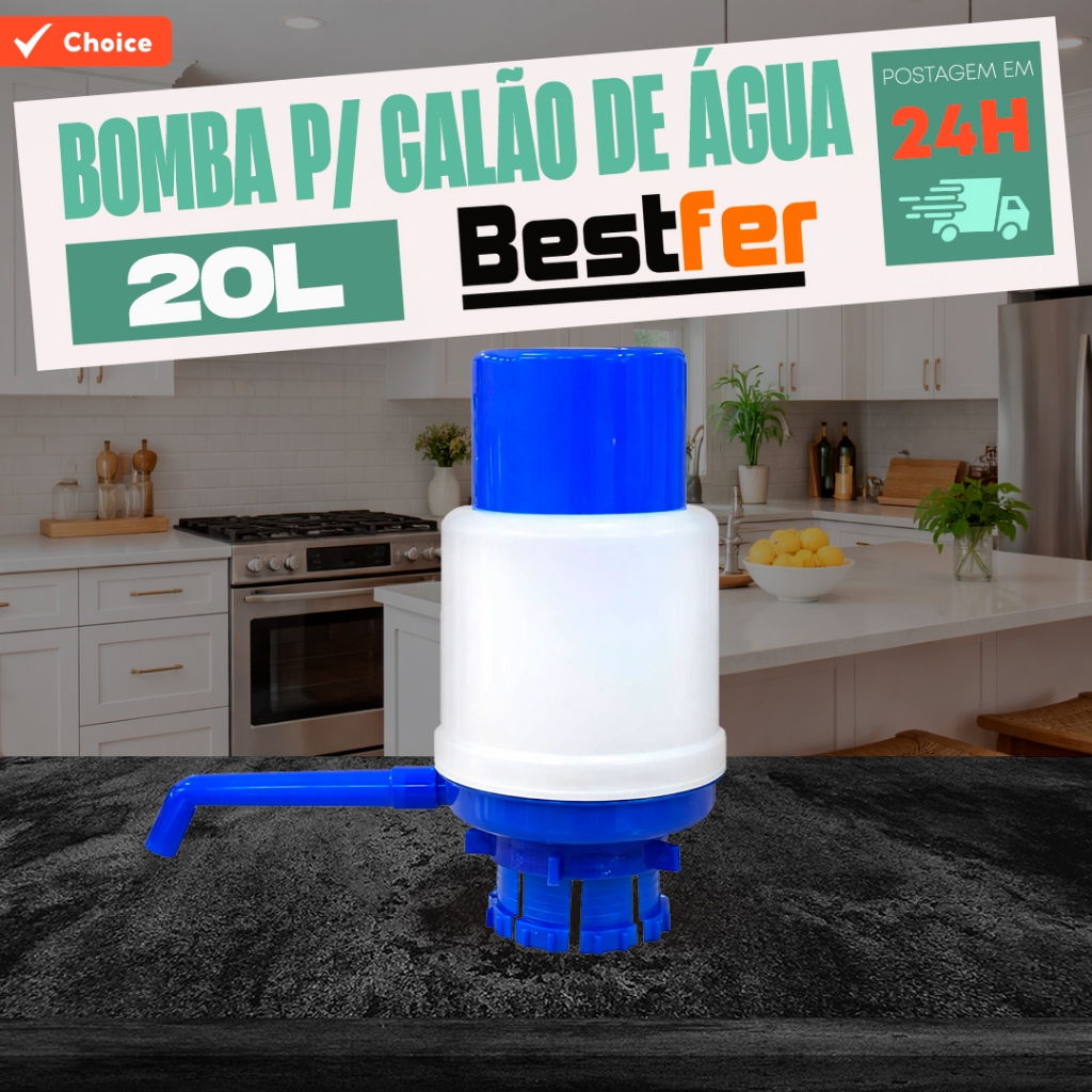 Bomba Para Galão Garrafão De Agua Mineral 10 e 20 lt Bico Curvado P/Copo