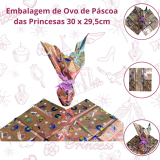 Kit 10, 15 ou 20 Saco Embalagem  Saco para Ovo de Páscoa Tema Princesa  30 x 29,5cm - Para ovos de até 250g em Oferta na Shopee