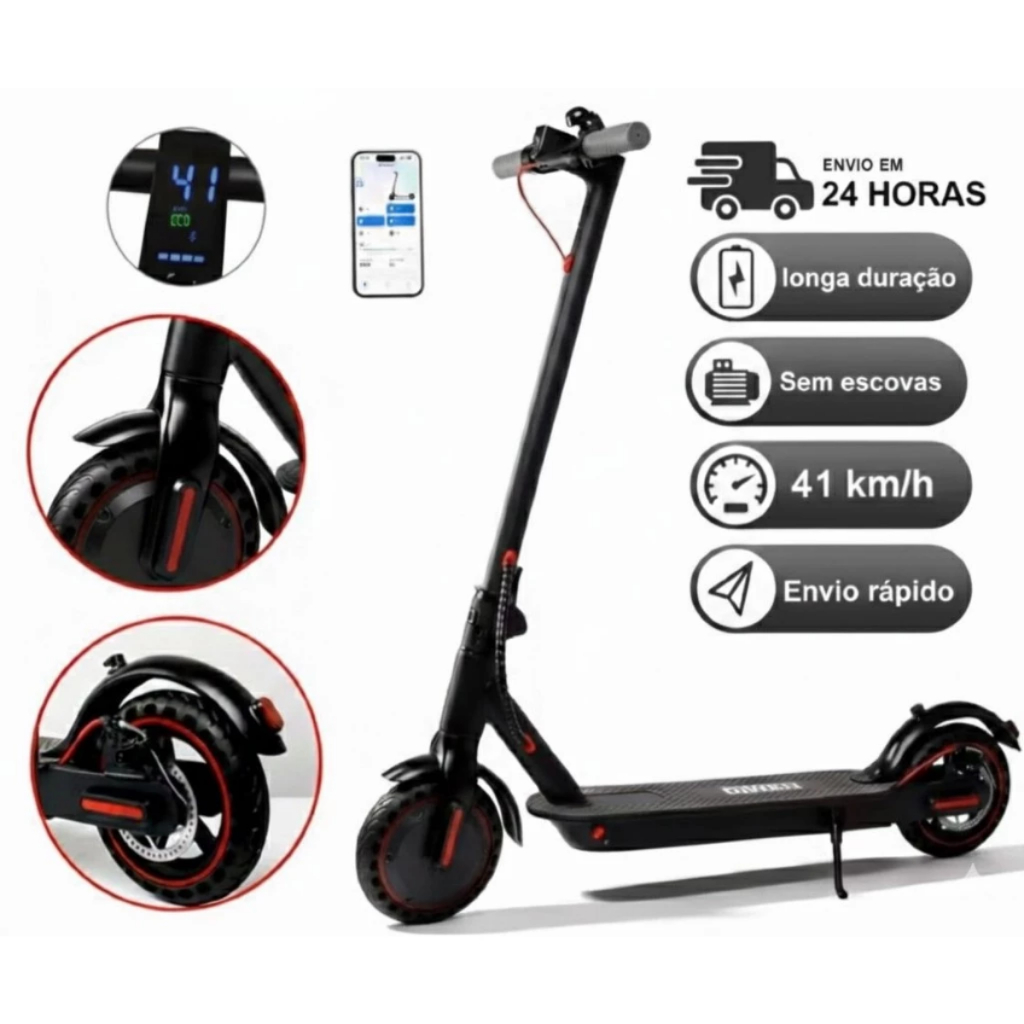 Patinete Elétrico 500W Até 41km com App GPS Bateria Recarregável Dobrável Super Autonomia para adultos até 120kg