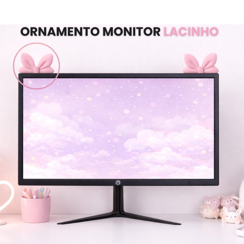 Ornamento Monitor Lacinho Enfeite para Pc Decoracao de Setup Gamer Kawaii Fofinho Presente em Oferta na Shopee