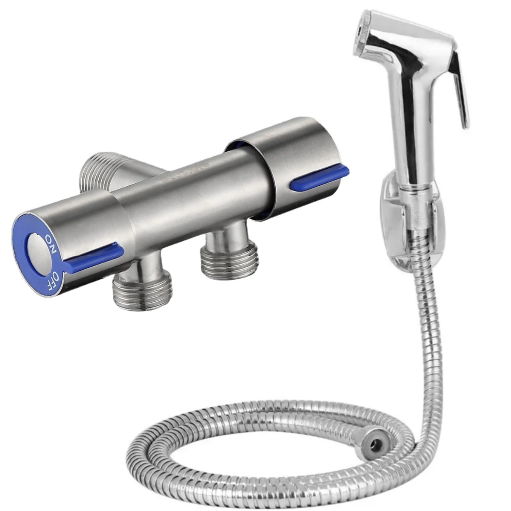Kit Ducha Higiênica Inox 304 Escovado Registro Torneira Dupla Banheiro Lavabo