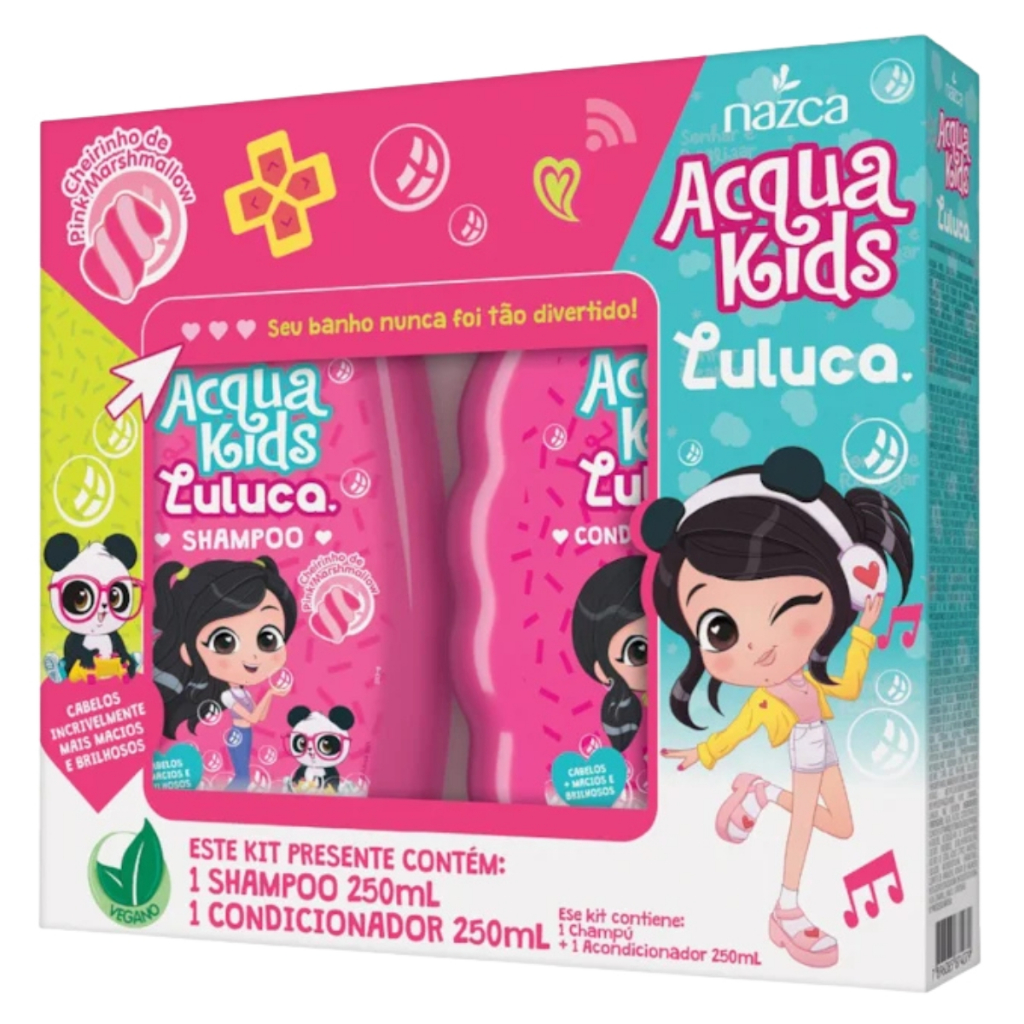 Kit Shampoo Infantil + Condicionador Infantil Acqua Kids Luluca 250ml Shampoo Infantil Sem Sal