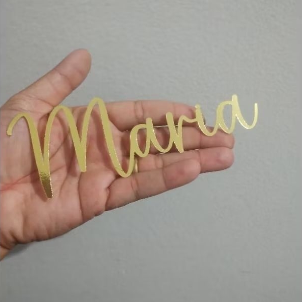 “Topo de Bolo Personalizado Nome e Idade Dourado Espelhado – Festa Luxo” em Oferta na Shopee