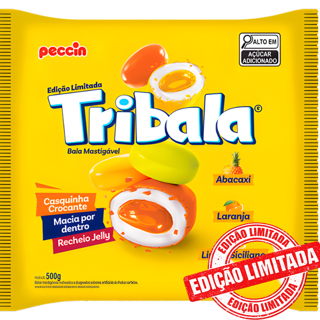 Balas Recheadas Tribala Abacaxi, Laranja e Limão Siciliano 500g Peccin