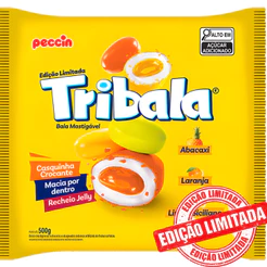 Balas Recheadas Tribala Abacaxi, Laranja e Limão Siciliano 500g Peccin