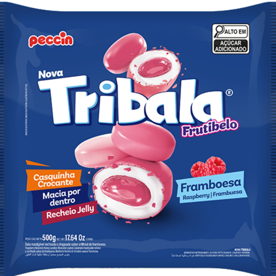 Balas Recheadas Tribala Sabor Framboesa 500g Peccin