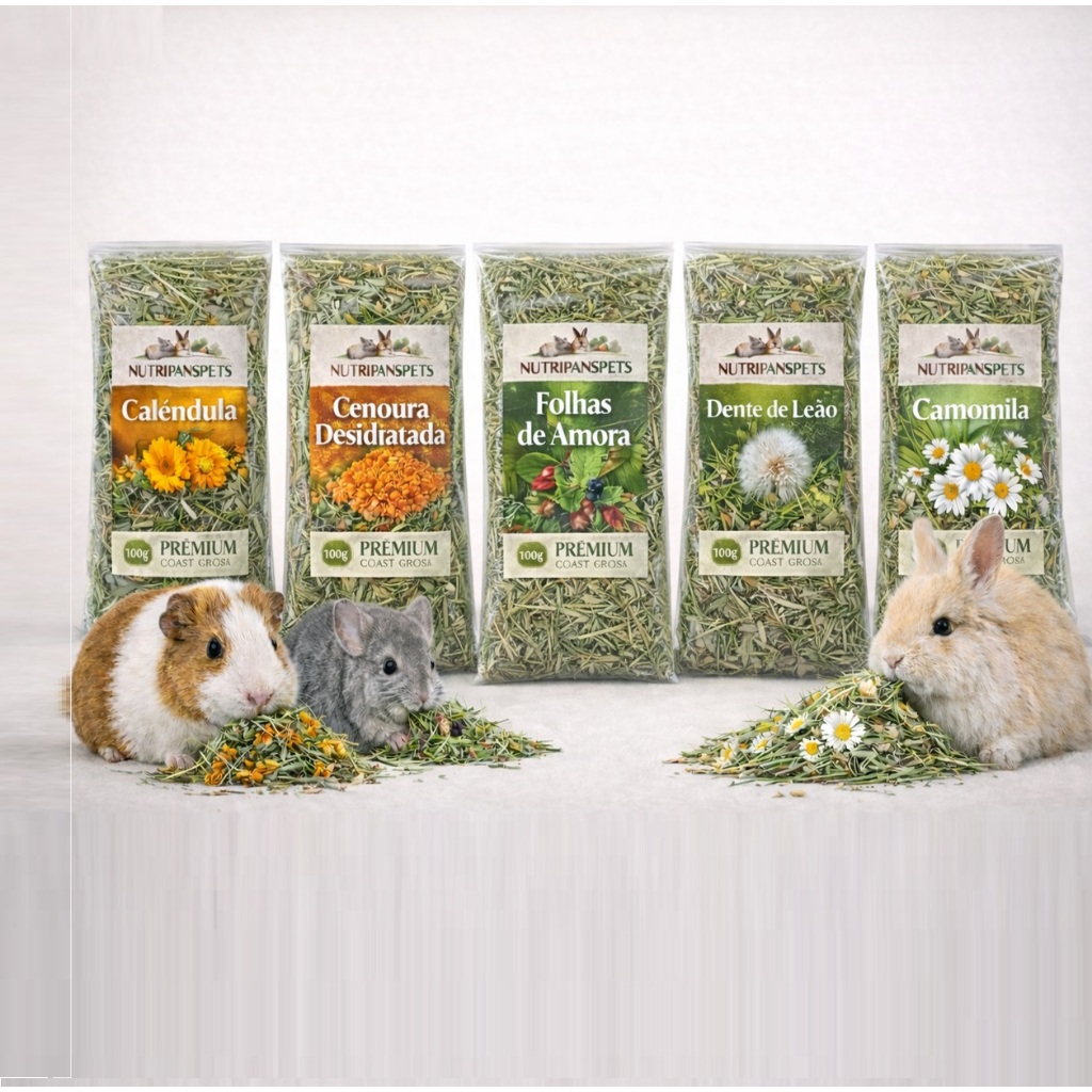 Kit 05 Feno Saborizados Verão 100G NUTRIPANSPETS em Oferta na Shopee