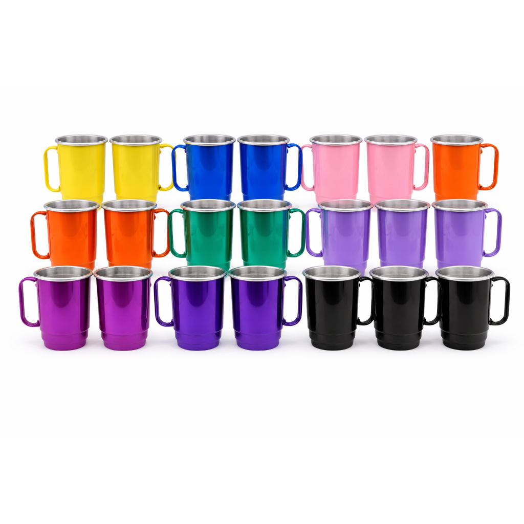 Caneca Borda Polida 350 ml Aluminio Colors Para Festival 20 Unidades em Oferta na Shopee