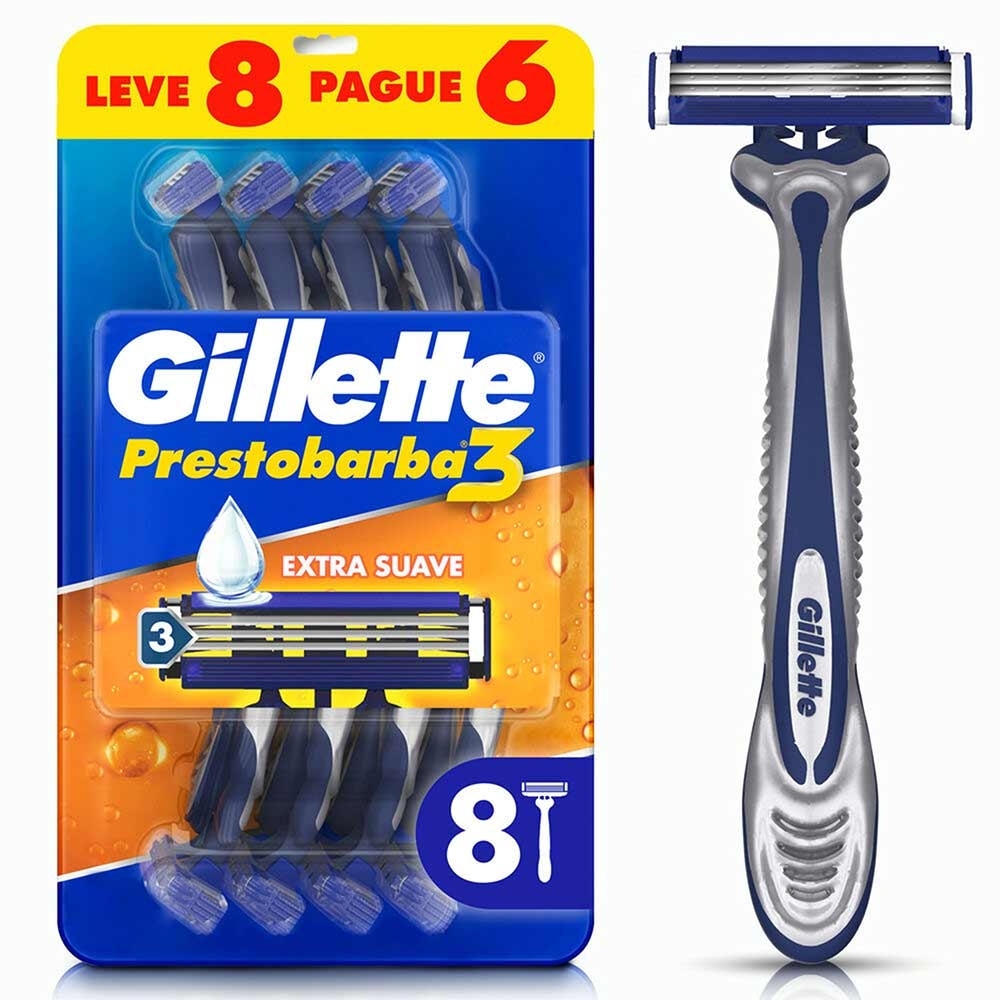Aparelho de Barbear Descartável Gillette Prestobarba 3 Extra Suave 08 Unidades