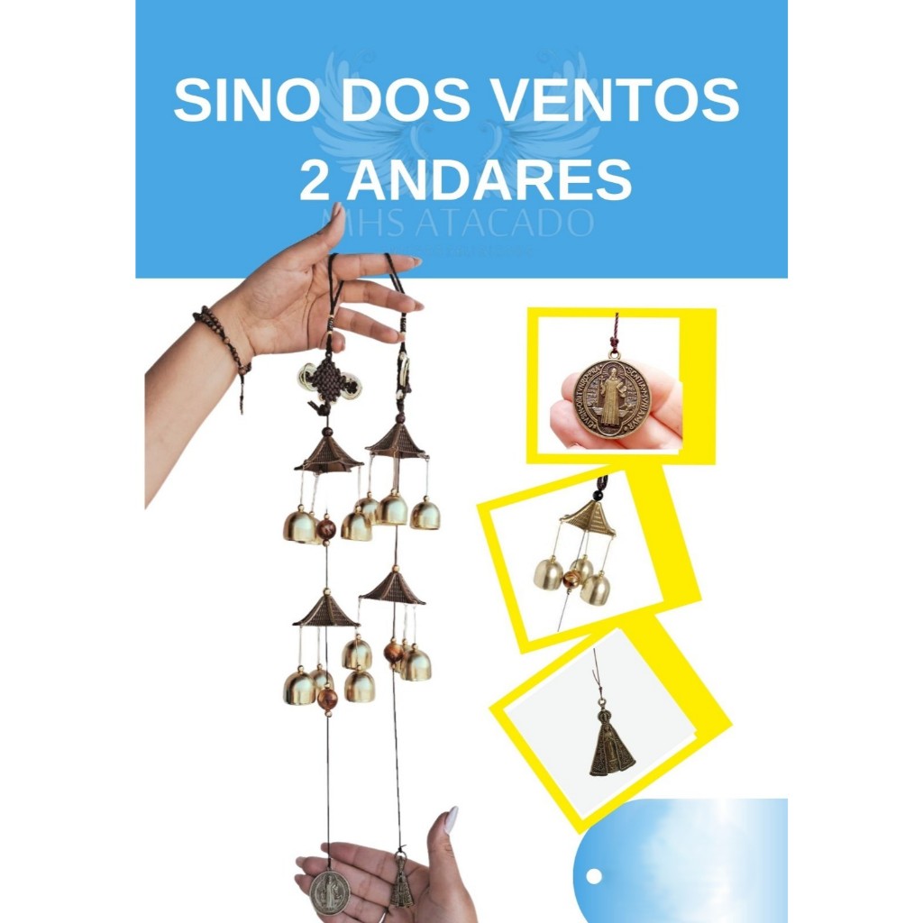 Sino dos Ventos  Nossa Senhora Aparecida  em Bronze | Decoração Religiosa | Proteção e Fé para o Lar