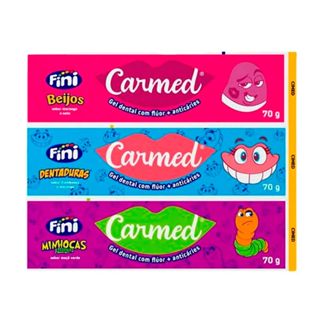 Kit 3 Creme Dental Carmed Fini Beijos Minhocas Dentaduras em Oferta na Shopee