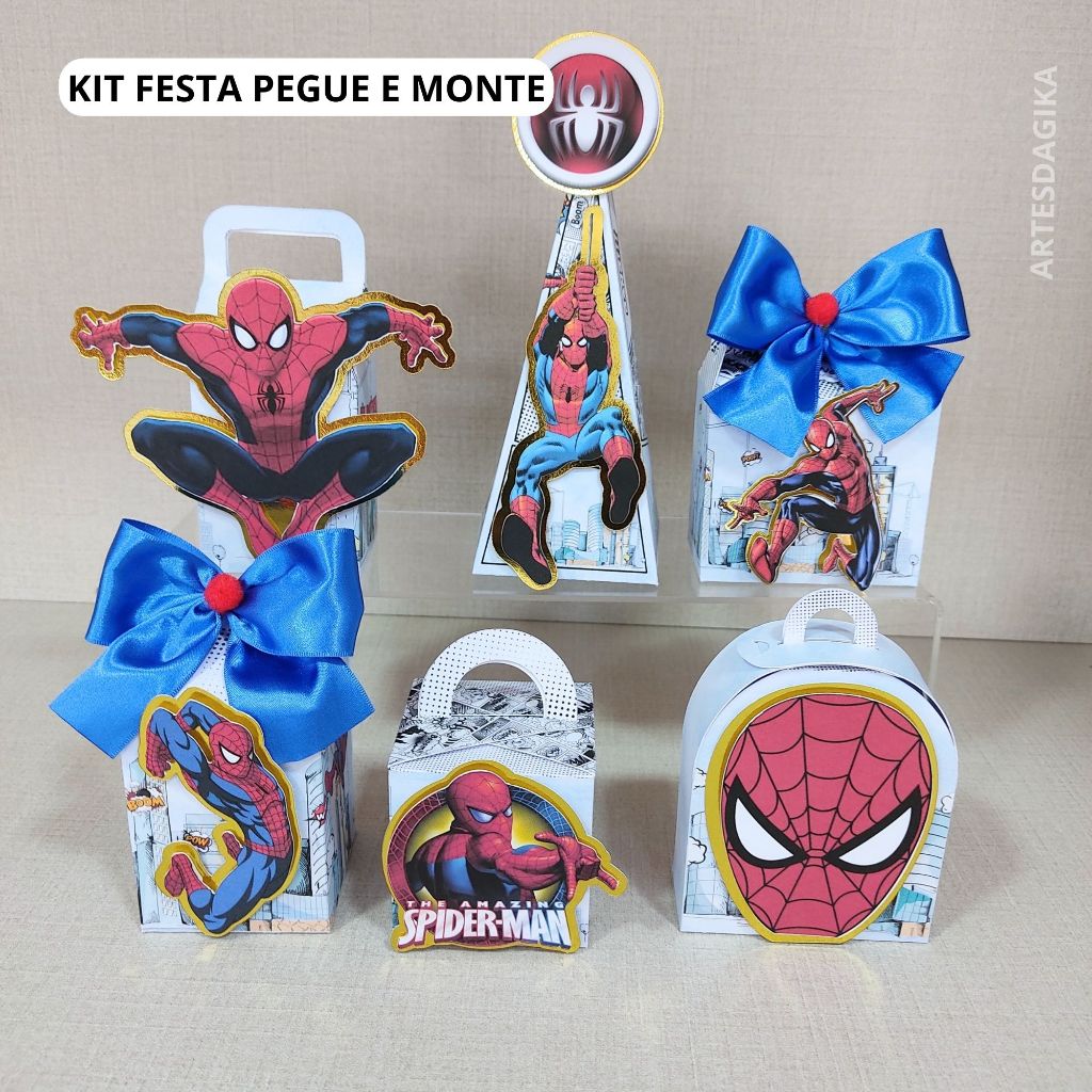 Caixinhas Personalizadas Tema HOMEM ARANHA SPIDER MAN (PEGUE E MONTE) Lembrancinhas | Festa Infantil